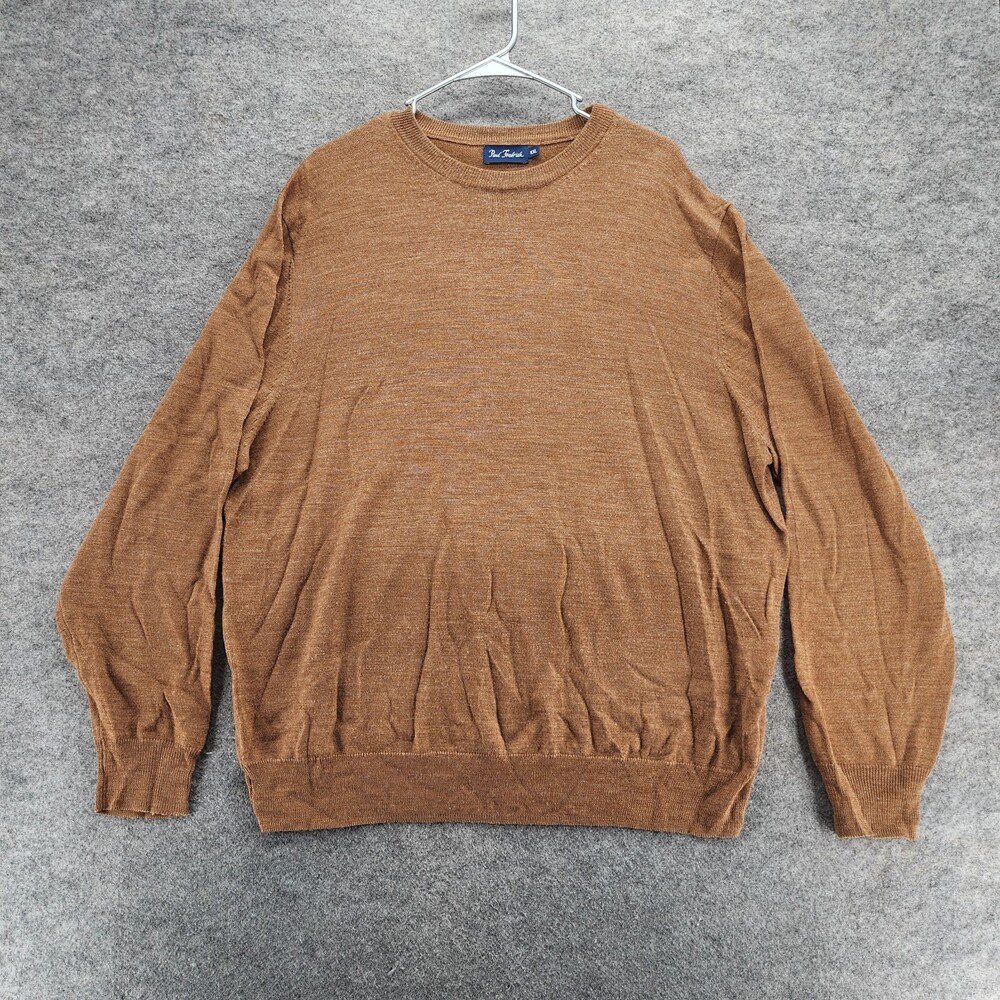 Paul Fredrick Sweater Mens XXL Long Sleeve Brown Merino Wool